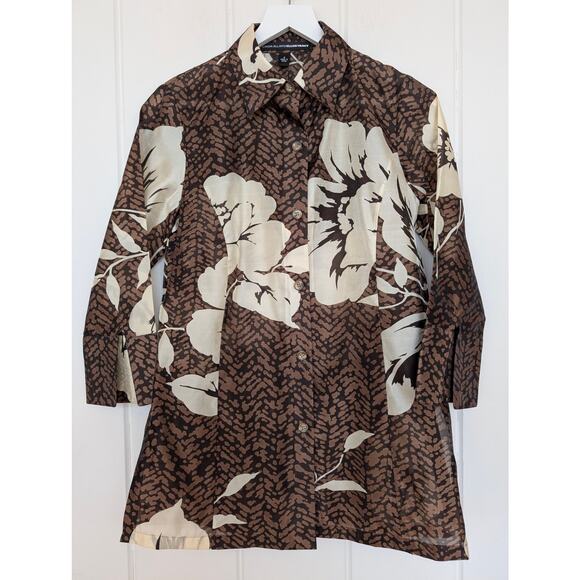Vintage Linda Allard Ellen Tracy Silk Nylon Button Up - 4 - Picture 1 of 7